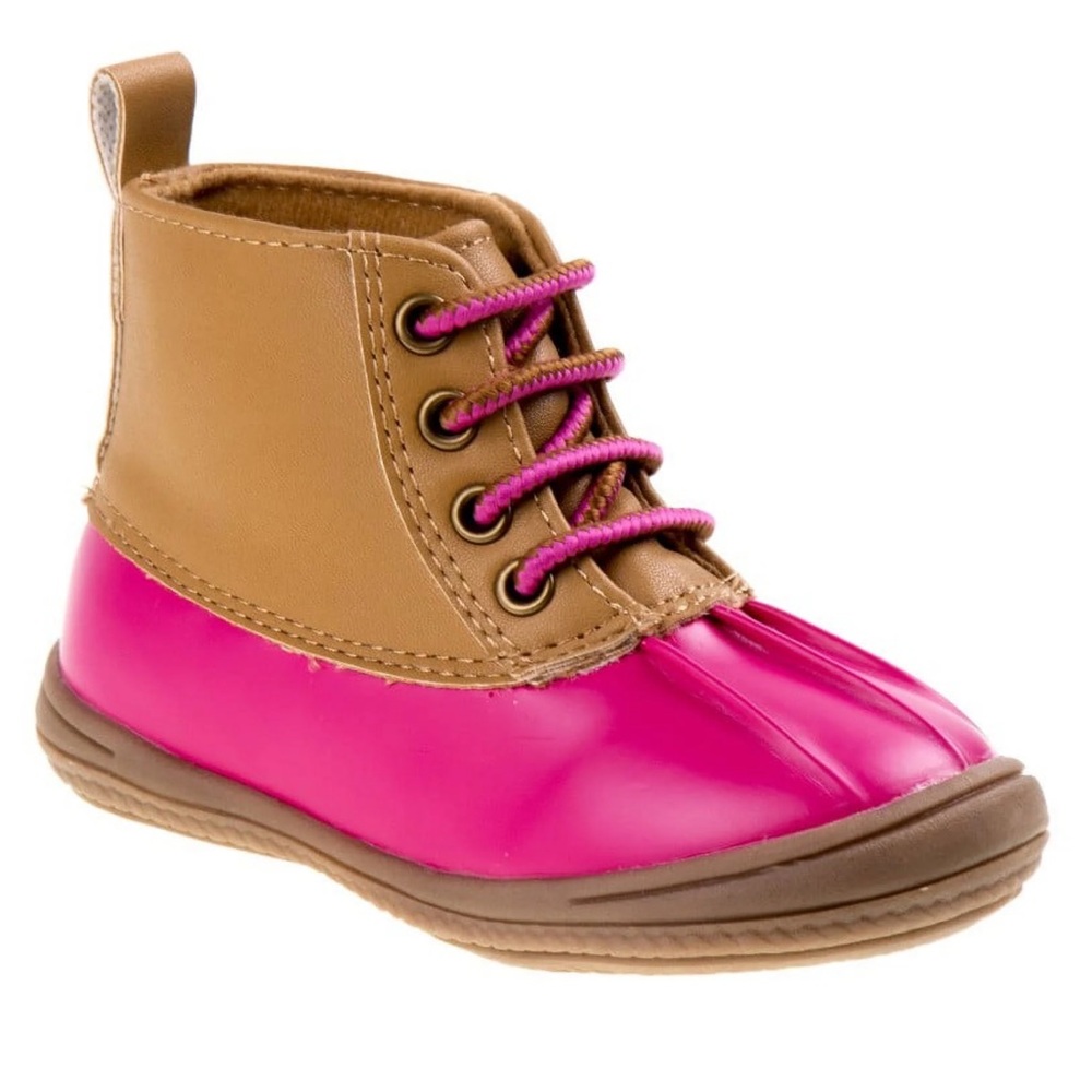 Smart Step -  Pink and Tan Waterproof Duck Boots Size 5